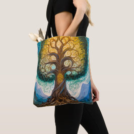Bolso De Tela Mágico Árbol de la Fantasía Yggdrasil Resplandecie
