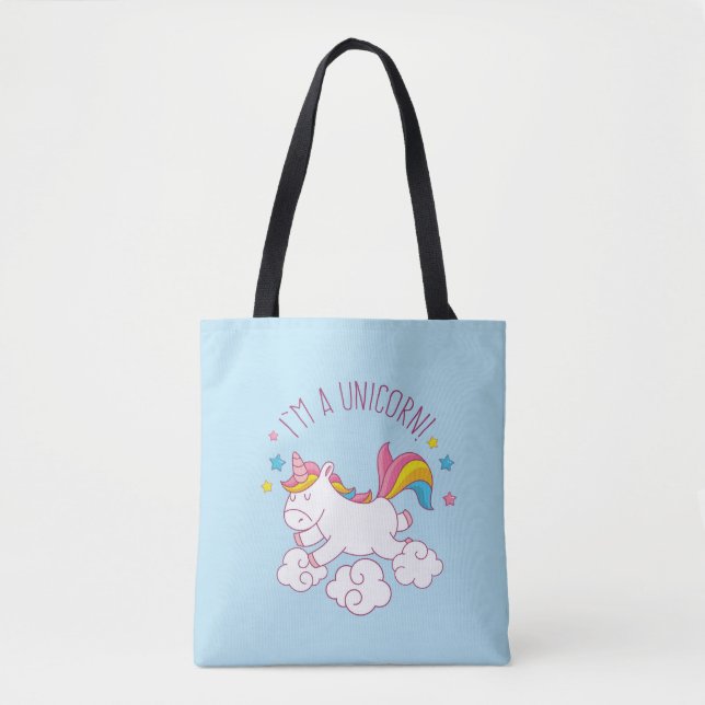 Bolso De Tela Mágico, soy un AZUL UNICORN (Anverso)