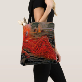 Bolso De Tela "Magma durmiente" - Retrato de mujer volcánica