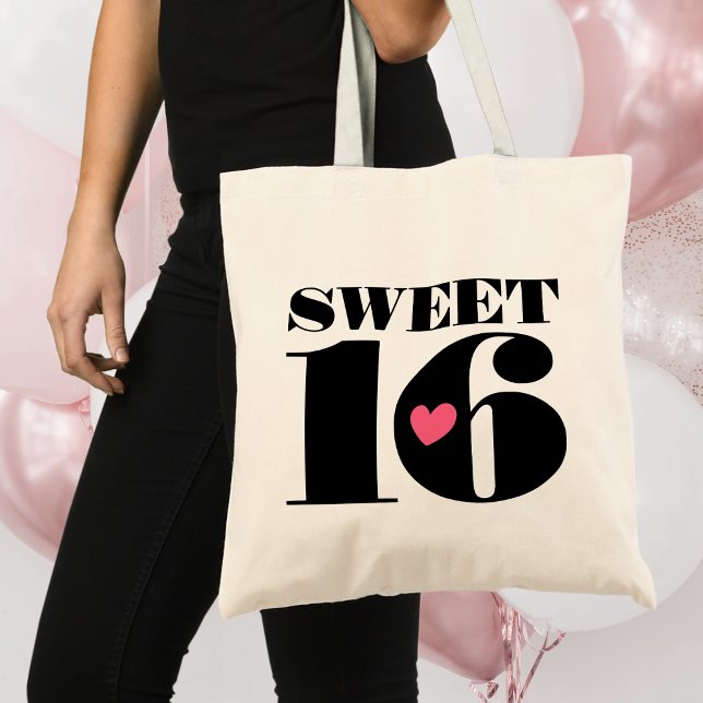 Bolso De Tela Magnífica tipografía retro dulce dieciséis rosa ne (Subido por el creador)