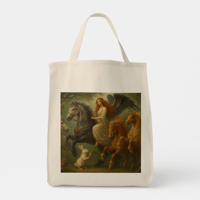 Bolso De Tela Magnificent Horses and Angel Tote Bag (Reverso)