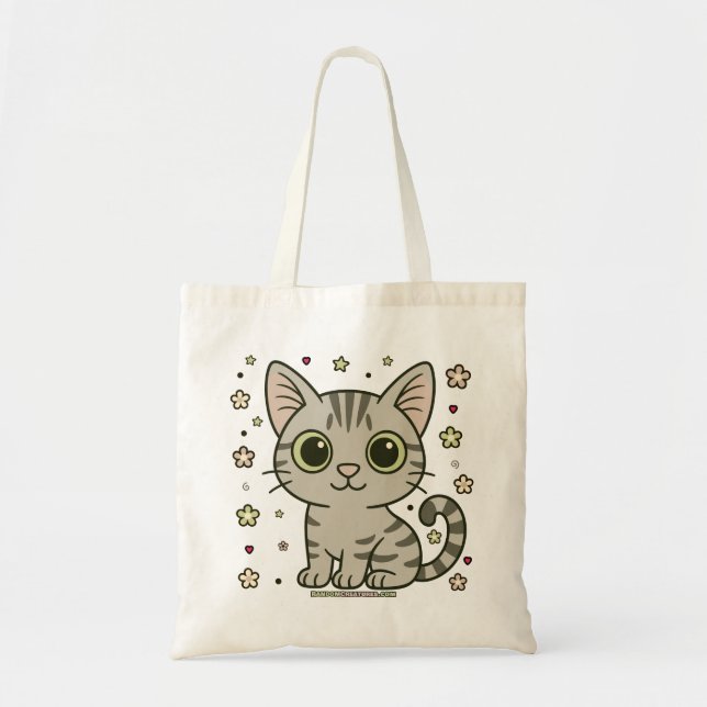 Bolso De Tela Magnífico gato maya floral tabby (Frente)