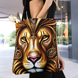 Bolso De Tela Magnífico León Dorado