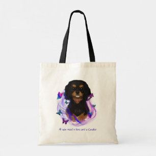 Bolso De Tela Magnífico Negro y Tan Cavalier Rey Charles Spanie