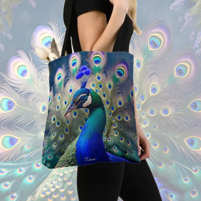 Bolso De Tela Magnífico pavo real con desplome verde azulado y o (Subido por el creador)