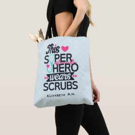 Bolso De Tela Magnífico superhéroe de enfermería dice tipografía