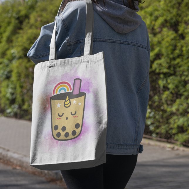 Bolso De Tela Magnífico unicornio arcoiris Boba Tea | Personaliz (Subido por el creador)