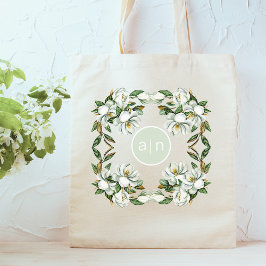 Bolso De Tela Magnolia Blanca Monograma Moderno