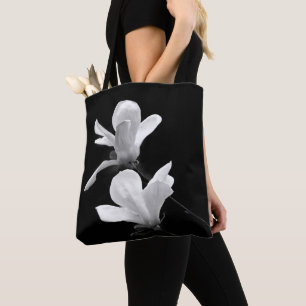 Bolso De Tela Magnolia blanca y negra