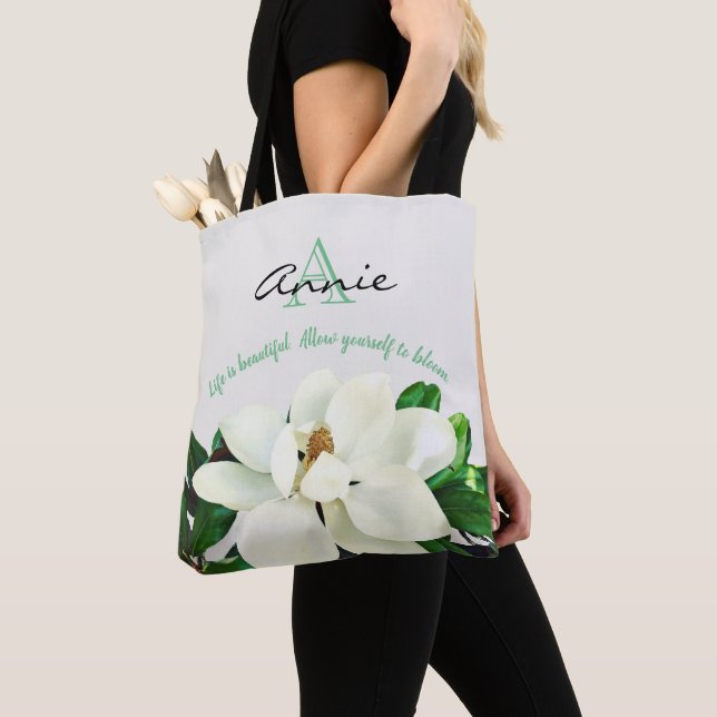 Bolso De Tela Magnolia Bloom | La vida es hermosa | Personalizad (Detalle)