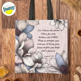 Bolso De Tela Magnolia Flor Escritura Cristiana Jeremías 29:11