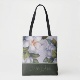 Bolso De Tela Magnolia personalizada Blooms Sage Green Classic