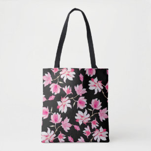 Bolso De Tela Magnolia romántica: acuarela negra