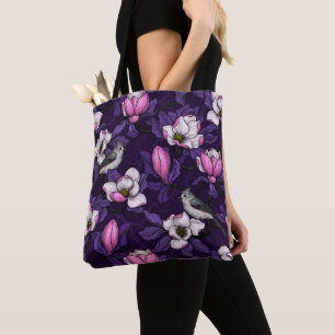 Bolso De Tela Magnolia y pájaro del titmouse 4