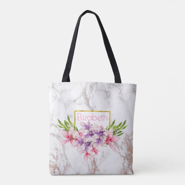 Bolso De Tela Magnolias acuarelas, Personalizado de textura de m (Reverso)