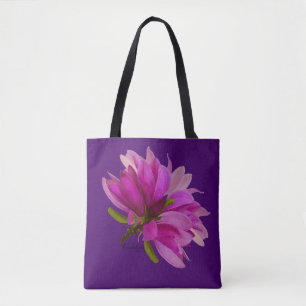 Bolso De Tela Magnolias rojo púrpura por todo el tote de la