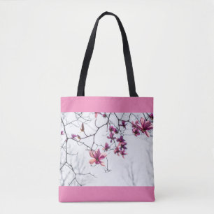 Bolso De Tela Magnolias rosadas