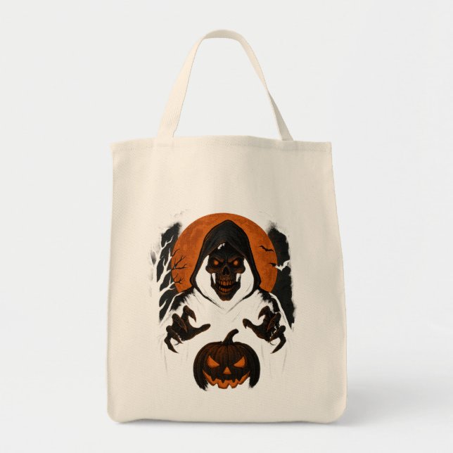Bolso De Tela Mago de Halloween asustado - Cráneo capullo capull (Frente)