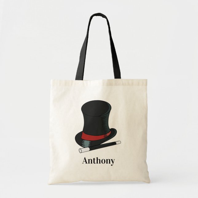 Bolso De Tela Magos Gorra y varita mágica personalizada (Frente)
