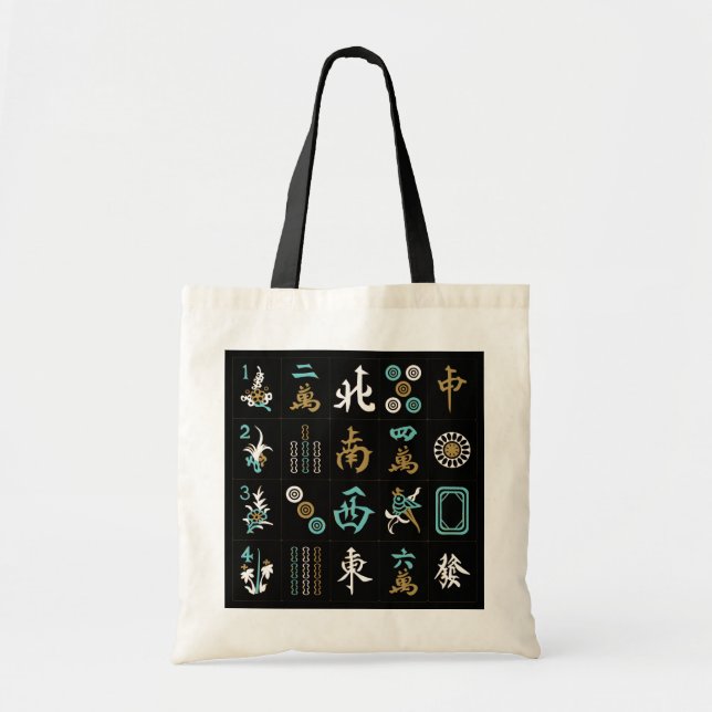 Bolso De Tela Mah Jongg Black/Aqua/Sand Bag (Frente)