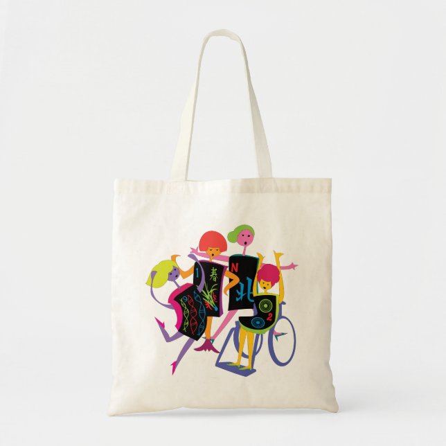 Bolso De Tela Mah Jongg Happy Dance White Bag (Frente)