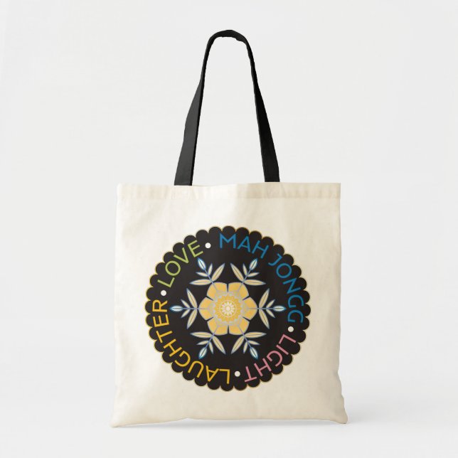Bolso De Tela Mah Jongg Tote Snowflakes (Frente)