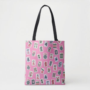 Bolso De Tela MahJong baldosa símbolos en rosa