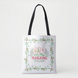 Bolso De Tela Mahjong de Navidad Vamos a jugar Mahjong