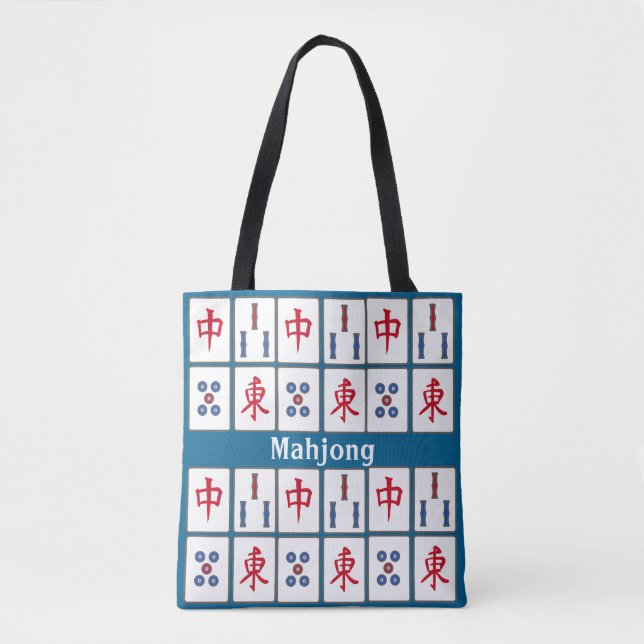 Bolso De Tela Mahjong Game Tiles Design Tote Bag (Anverso)