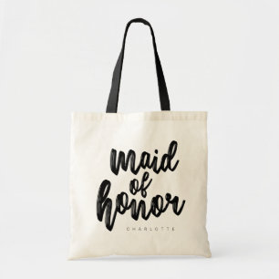Bolso De Tela Maid of Honor Black Script Tote Bag - Personalizab