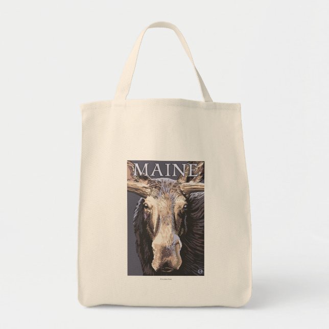 Bolso De Tela MaineMoose Up Close (Frente)