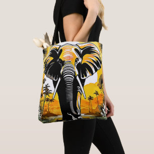 Bolso De Tela Majestic Elephant Sunset