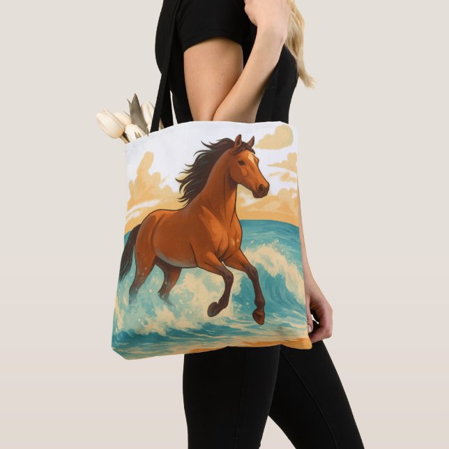 Bolso De Tela Majestic Horse Rising from the Sea Power and Free (Detalle)