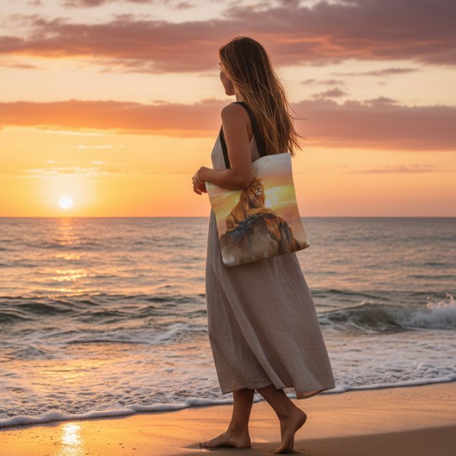 Bolso De Tela Majestic Lion Sunset - KIng of the Jungle Safari (Subido por el creador)