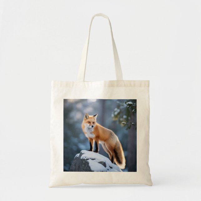 Bolso De Tela Majestic Winter Fox Photography (Frente)