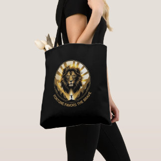 Bolso De Tela Majestuosa Fortuna de León Favorece a los Valiente