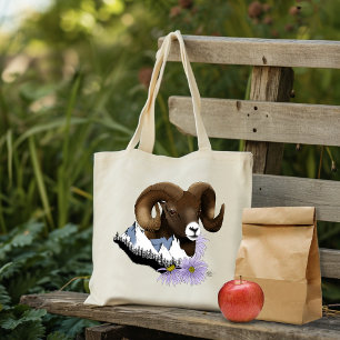 Bolso De Tela Majestuoso Carnero Pardo de Cuerno Grande Montañas