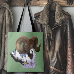 Bolso De Tela Majestuoso Carnero Pardo de Cuerno Grande Montañas