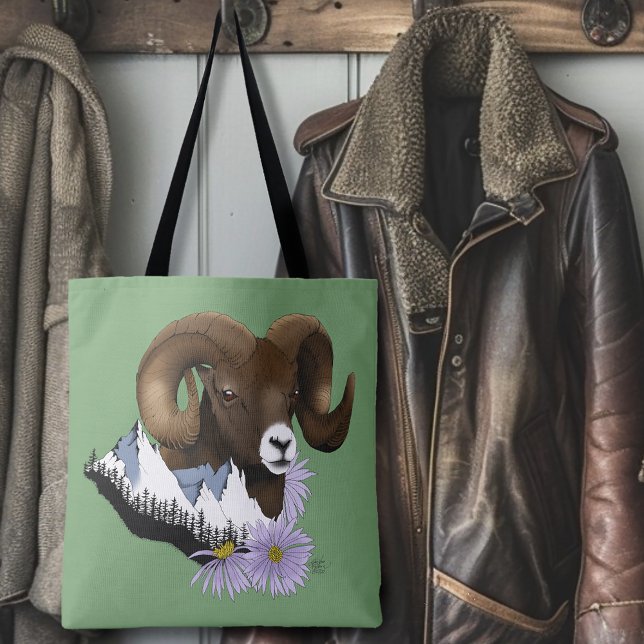 Bolso De Tela Majestuoso Carnero Pardo de Cuerno Grande Montañas (Subido por el creador)