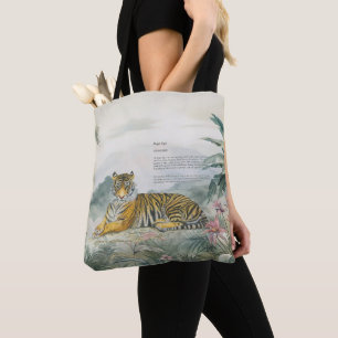 Bolso De Tela Majestuoso Tigre Real De Bengala Pintado A Mano