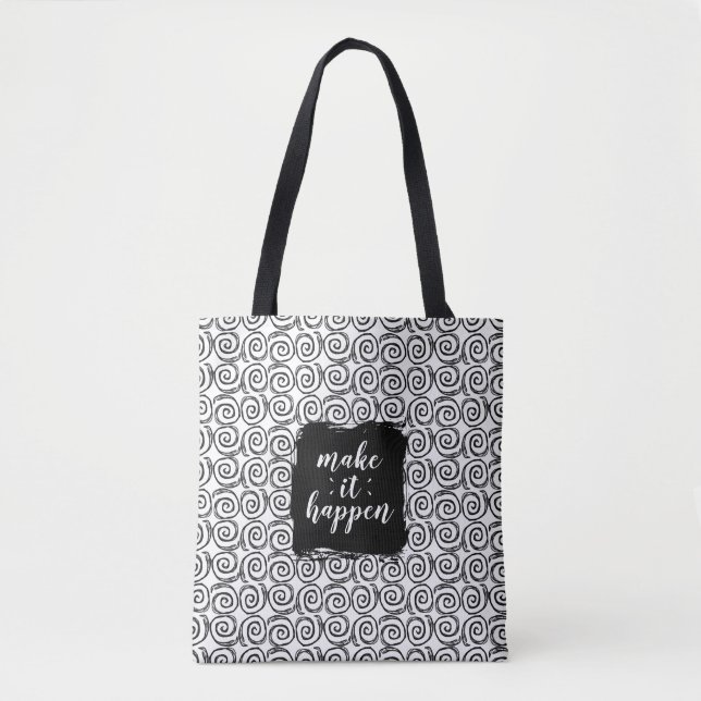 Bolso De Tela Make It Happen Black and White Swirl Tote (Anverso)