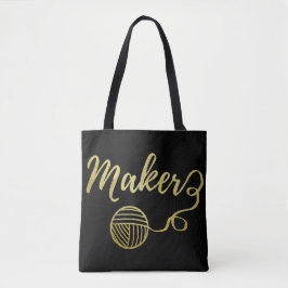 Bolso De Tela Maker ・ Yarn & Crafts Typography Faux Gold