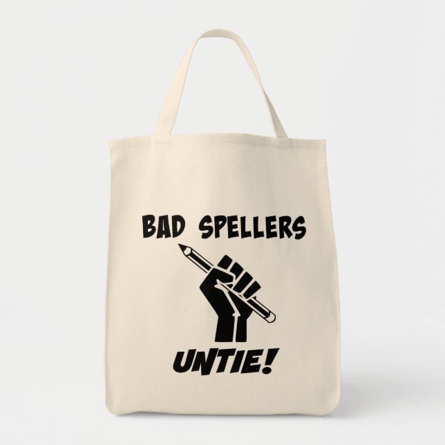Bolso De Tela ¡Malas Hélices Desatadas! Humor gramatical (Frente)