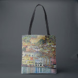 Bolso De Tela Malcesine en el lago Garda por Gustav Klimt<br><div class="desc">¡Hermosas bolsas de tote de todo el mundo! ¡Disponible en dos estilos y dos tamaños! Malcesine en el lago de Garda (1913) de Gustav Klimt es una pintura de estilo Art Nouveau de la época victoriana. Bonitas vistas de la ciudad italiana de Malcesine, con edificios y casas a orillas del...</div>
