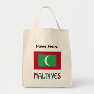 Bolso De Tela Maldivas Bandera Maldiva Personalización Negra 