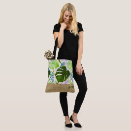 Bolso De Tela Maleah Monstera Tropical Hawai Colorblock-Verde
