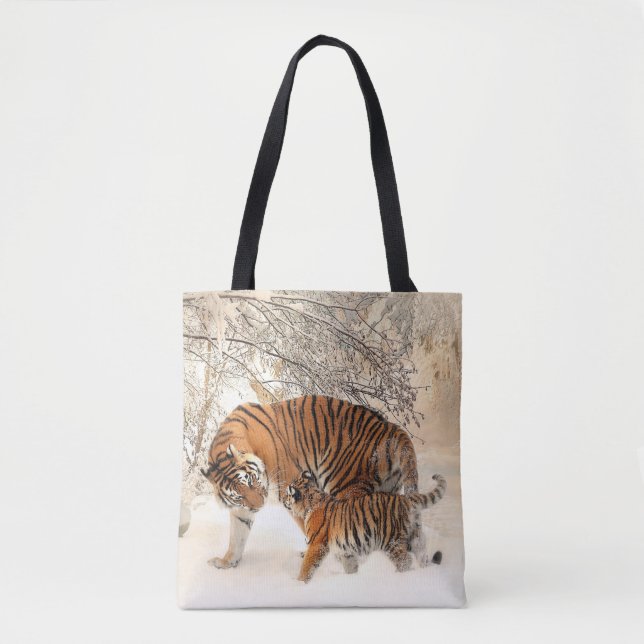 Bolso De Tela maleta de juguete tigre y bebé (Anverso)