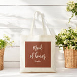 Bolso De Tela Maletín de honor Terracotta Brown Tote<br><div class="desc">Maid of Honor Terracotta Tote Bag in Brown and White for Boda,  Bridal Party,  Bridal Shower,  Bachelorette Party. Vea más productos con este diseño en la colección de abajo.</div>