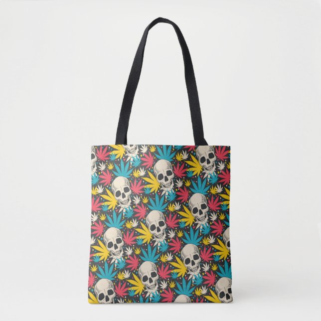 Bolso De Tela Maleza y calaveras (Anverso)