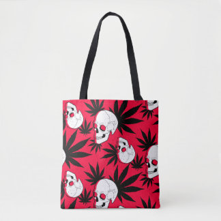 Bolso De Tela Maleza y calaveras en rojo